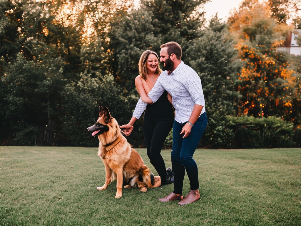 RAW photo, a German Shepherd playing joyfully with its owner in a spacious backyard, capturing the strong bond between them, soft natural lighting, 8k UHD resolution, high quality, realistic photo, Fujifilm XT4