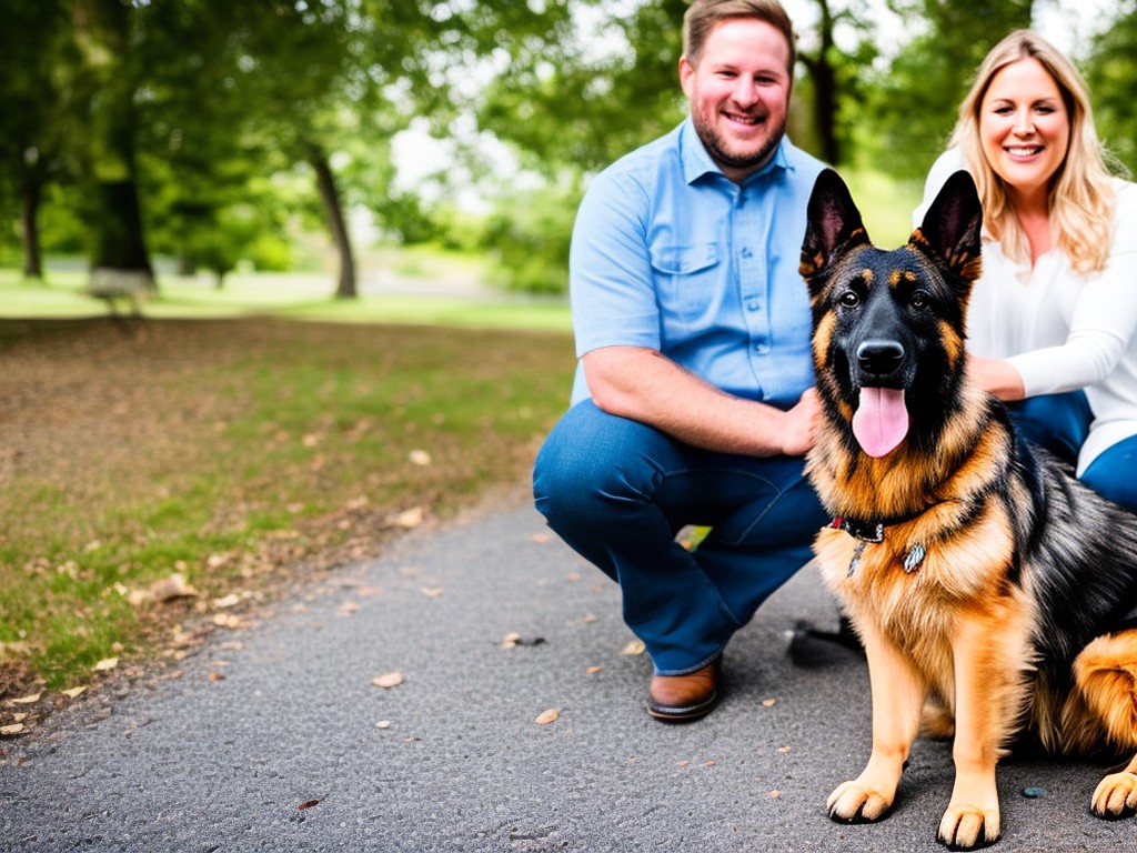 RAW photo, a German Shepherd sitting obediently beside its owner, illustrating its strong bond with humans, soft natural lighting, 8k uhd, high resolution, realistic photo, Fujifilm XT4