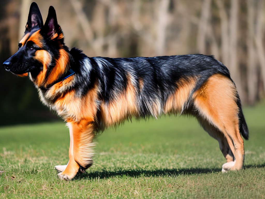 A RAW photo capturing the playfulness of a German Shepherd puppy, with vibrant colors and a blurred background to highlight the energy and joy they bring as pets. Shot in natural lighting, 8k UHD resolution, high-quality, film grain, Nikon D850