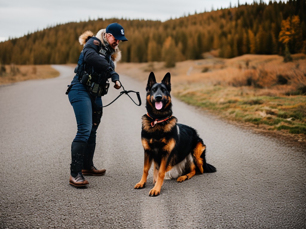 A RAW photo capturing the intelligence and obedience of a trained German Shepherd, showcasing their versatility as working dogs and loyal companions. Shot in a controlled indoor setting with professional lighting and attention to detail, 8k UHD resolution, high-quality, film grain, Sony Alpha 7R IV