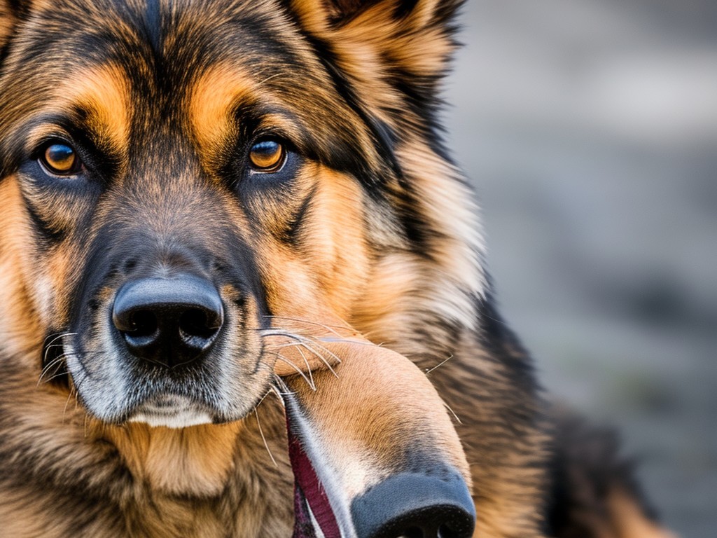 RAW photo, a close-up shot of a German Shepherd dog with a friendly expression, conveying the loyalty and companionship they offer as pets, captured in natural lighting, 8k UHD resolution, high-quality, realistic photo, slight vignette effect, Canon EOS R5