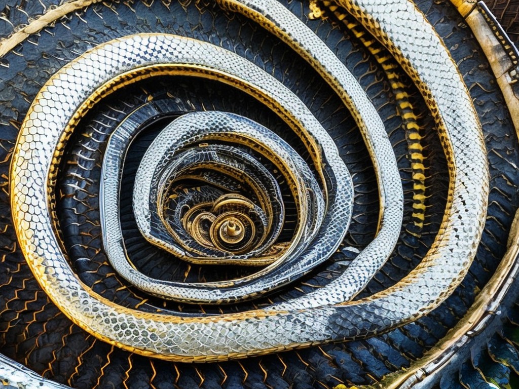 RAW photo, a python coiled around a rotating spool, illustrating the concept of rotating proxies in Python Requests, shot in macro detail to capture the intricacies of the python's scales and the rotating motion of the spool, with a shallow depth of field to emphasize the subject, 8k UHD resolution, Canon EOS R5