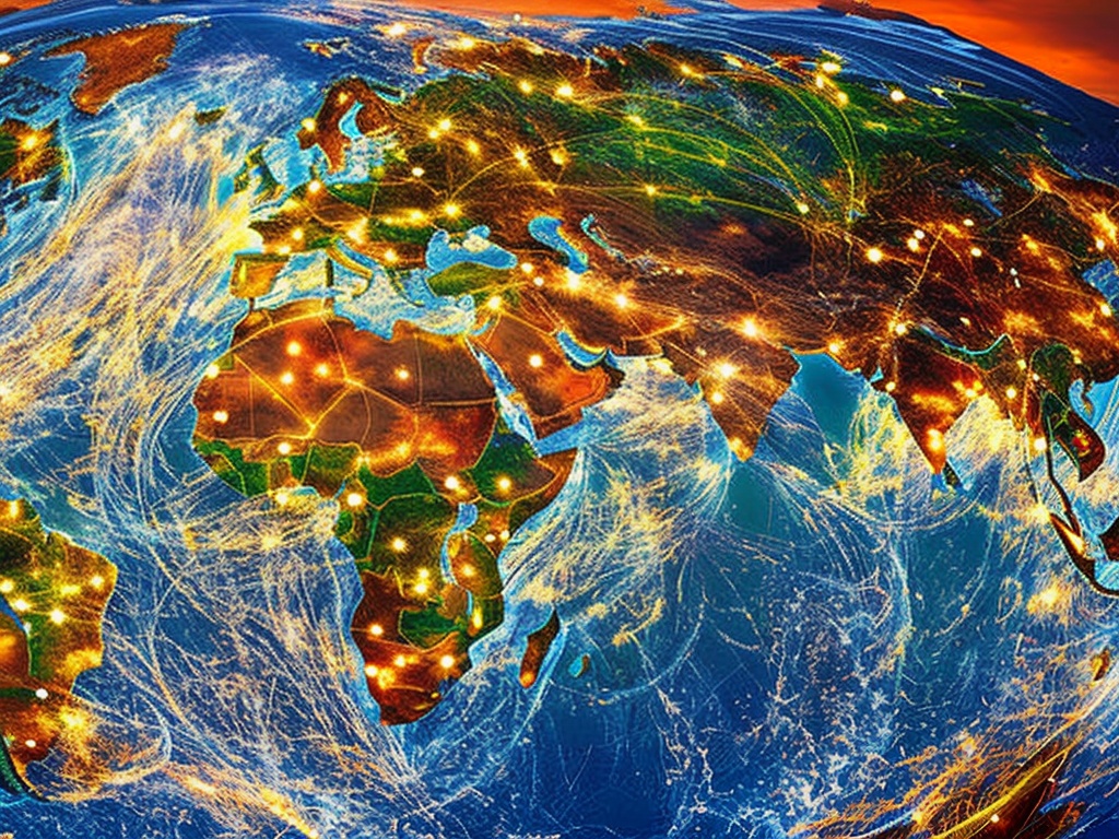 RAW photo, a conceptual image symbolizing rotating proxies in Python Requests, featuring a rotating globe with multiple proxy IPs connected to different locations, dynamic lighting effects to represent data flow, 8k UHD resolution, high-quality, film grain, Nikon D850