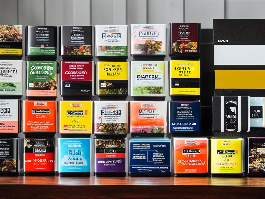 RAW photo, a composition of branded packaging from the top 7 residential proxy providers offering free trials, arranged in a visually appealing and organized manner, capturing the diverse range of offers available, soft ambient lighting, 8k UHD resolution, high-quality, film grain, Fujifilm XT3